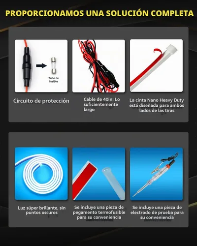 Vista 6 de YM E-Bright - Tira de luz LED para capó, 59 pulgadas, escaneo dinámico azul hielo DRL 12 V, 1 juego Flexible IP68 Waterproof Scan-Start Day Time