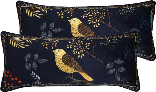 Vista 58 de patdrea Funda de almohada de terciopelo francés de diseño, 18 x 18 pulgadas Aviario