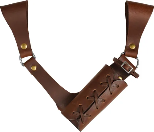 Vista 11 de Cinturón medieval con vaina para espada aventurero con soporte de cuero para espada universal, espada larga, cutlass