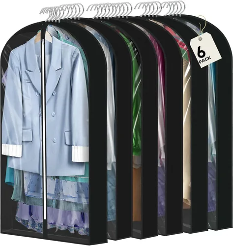 Vista 14 de 10 bolsas de ropa de 40 pulgadas para colgar ropa, bolsas transparentes para almacenamiento de ropa, bolsas de ropa para guardar ropa, bolsas