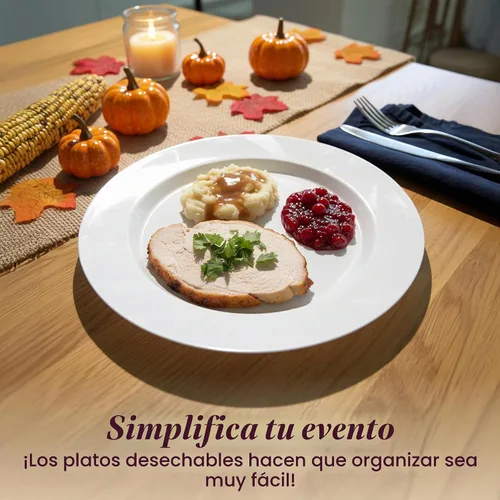 Vista 4 de Aya’s 60 Pack de Platos de Plástico para Fiesta - Juego de Platos Desechables Resistente con 30 Platos de Cena y 30 Platos de Ensalada - Platos