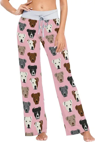 Vista 2 de XUWU Pantalones de pijama casuales cómodos para mujer, con cordón de pierna ancha, pantalones de descanso