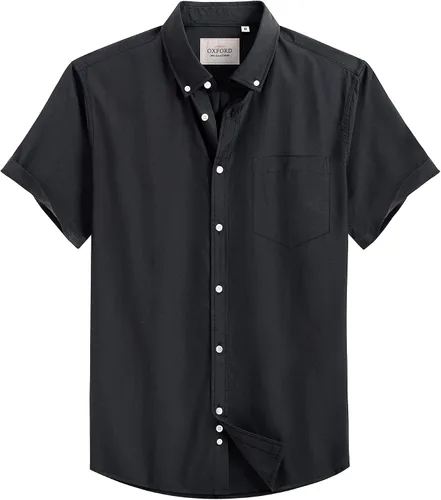 Vista 21 de Alimens & Gentle - Camisa de manga corta Oxford para hombre con ajuste regular, cuello abotonado y bolsillo