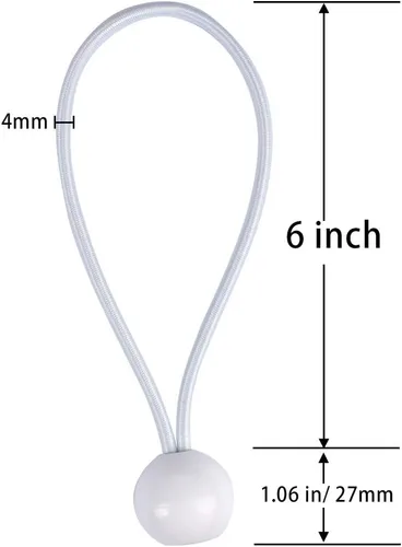Vista 3 de AOPRIE Paquete de 30 bolas elásticas de 6 pulgadas de color blanco, resistentes a la intemperie, correas de amarre resistentes a la intemperie
