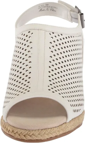 Vista 2 de Easy Street Stacy Sandalias de cuña para mujer estampado de lino blanco 10 M US