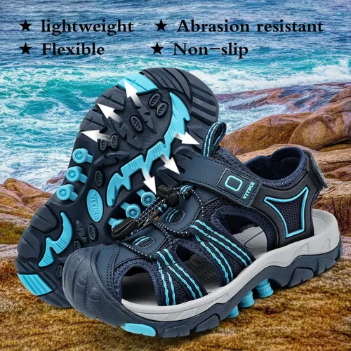 Vista 3 de JMFCHI FASHION Sandalias deportivas para niños, sandalias para exteriores, senderismo, atléticas, puntera cerrada, sandalias de playa para niñas