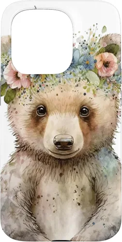 Vista 14 de iPhone 16 Brown Bear Boho Woodland Animal Floral Case
