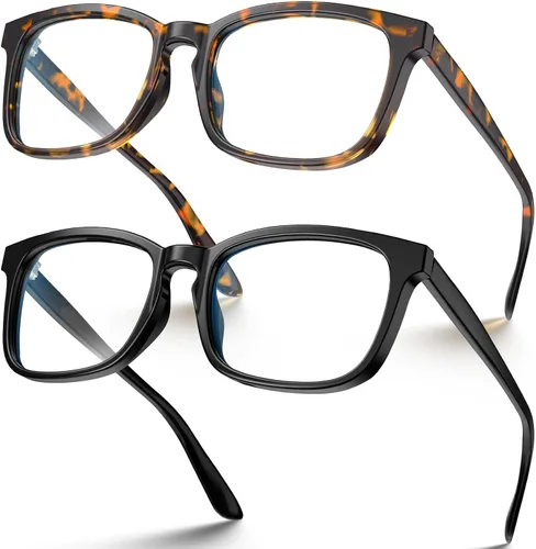 Vista 14 de Square Blue Light Glasses for Women Men Clear Frame Computer negro (Black&Clear)