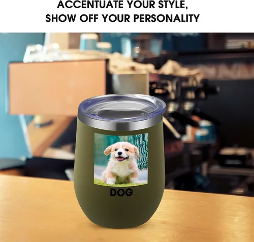 Vista 4 de Vaso de vino personalizado con impresión en Estados Unidos, taza de café personalizada de viaje de acero inoxidable con tapa y pajita, taza aislada