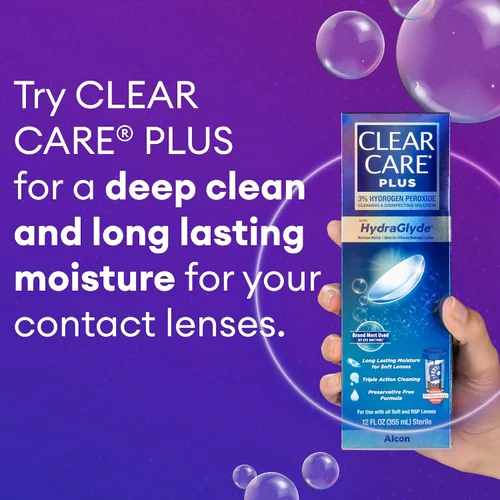 Vista 7 de CLEAR CARE PLUS Solución de lentes de contacto de limpieza y desinfección, 12 onzas líquidas