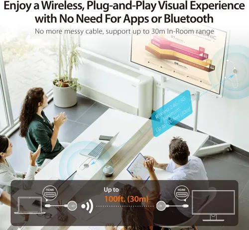 Vista 3 de j5create ScreenCast - Transmisor y receptor HDMI inalámbrico 4K, extensor HDMI inalámbrico, compatible con 4K30Hz / 1080p60Hz, 2.4/5GHz, desde