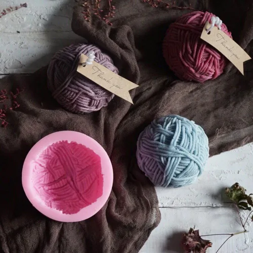 Vista 5 de Molde de vela de lana para tejer, molde de silicona MoldFun Hemisphere Yarn Ball para jabón, bomba de baño, yeso, cera