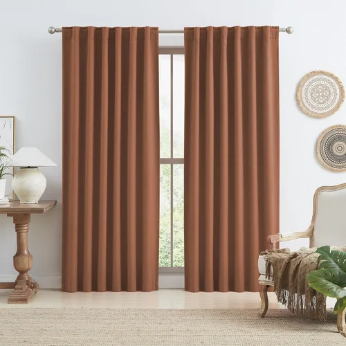 Vista 58 de KEQIAOSUOCAI - Cortinas opacas naturales de 108 pulgadas de largo, cortinas modernas con pestaña trasera, paneles plisados para sistema de cortina