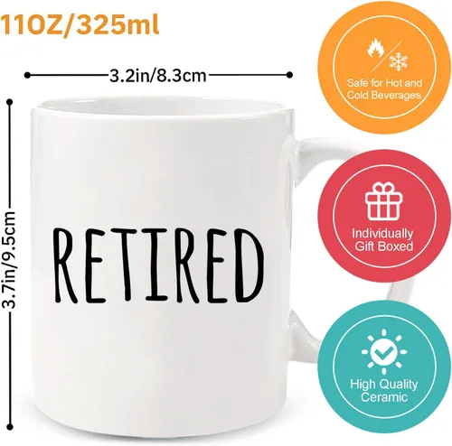 Vista 7 de Shqiueos Divertidos regalos de jubilación para mujeres y hombres, taza de feliz jubilado de 11 onzas, el mejor regalo de jubilación para mujeres