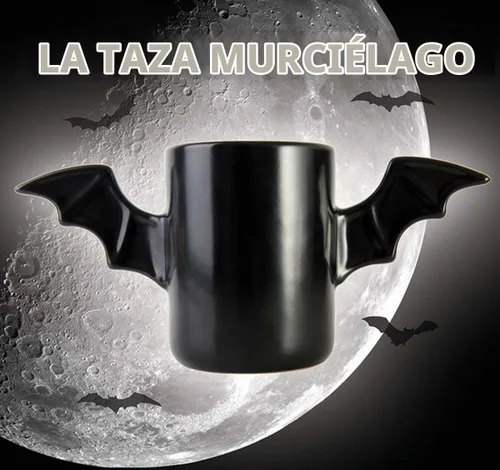 Vista 4 de Taza de café de cerámica formada murciélago creativo, tazas de agua con diseños peculiares, tazas de té de moda (murciélago)