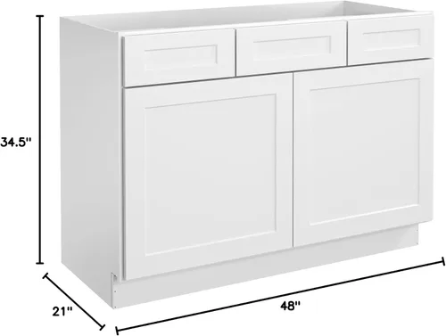 Vista 19 de LOVMOR Tocador de baño de 36 pulgadas, unidad de almacenamiento de fregadero individual, gran capacidad para lavandería, cocina, ducha y lavadero.