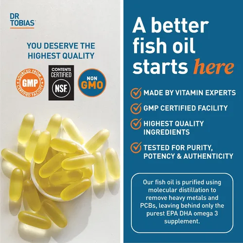 Vista 6 de Dr. Tobias Aceite de pescado Omega 3 y multivitamínico para adultos incluye probióticos y enzimas a base de plantas que promueven la salud general