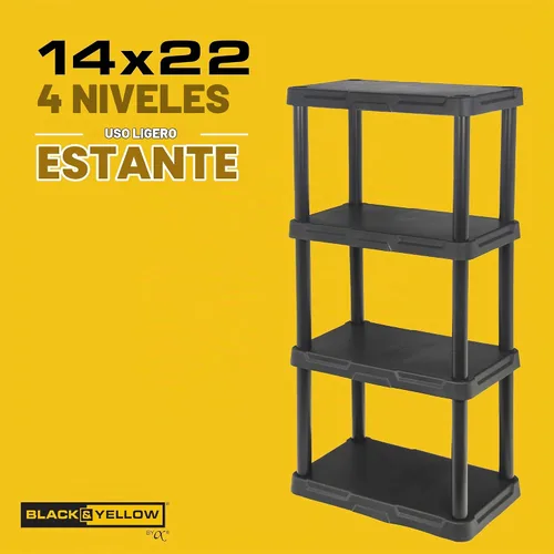 Vista 4 de CENTREX 4-Tier Light Duty Plastic Storage Shelves, Black, 50lbs/shelf