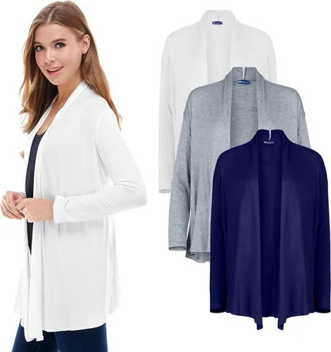 Vista 11 de Azules 3-Pack Women's Long Sleeve Open Front Cardigan - Lightweight Rayon Sweater, Soft Flowy Layer for Casual
