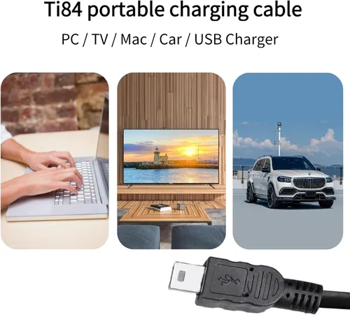 Vista 5 de TI-84 Plus CE Cable de sincronización de repuesto para calculadoras de Texas Instruments, TI-84 Plus, TI-84 Plus C Silver Edition, TI 89 Titanium