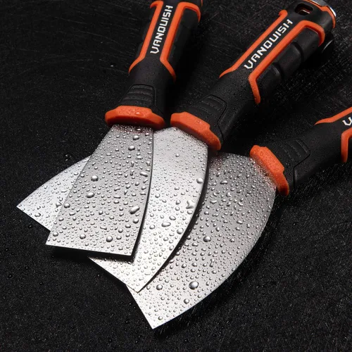 Vista 6 de VANQUISH Cuchillo de masilla de acero inoxidable de 1 pulgada con mango de agarre suave y extremo de martillo de metal (3560)