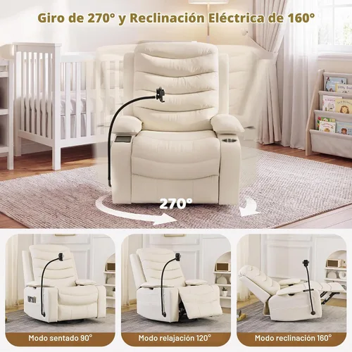 Vista 5 de Olela Auto Glider reclinable, silla mecedora automática del cuarto del bebé Beige