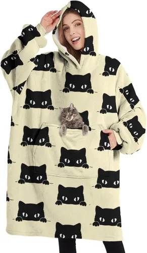Vista 27 de Wearable Oversized Blanket,Sherpa Blanket Hoodie with Super Pockets,Super Warm Fuzzy Pullover for Women & Men