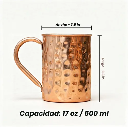 Vista 2 de Craft Trade Moscow Mule - Juego de 4 tazas de cobre puro de 16 onzas para Tazas de cobre de barril
