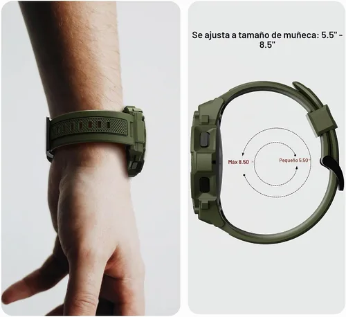 Vista 5 de Compatible con Galaxy Watch 5, Galaxy Watch 4 Band con funda de 1.732 pulgadas (1.732 in), correa protectora resistente de liberación rápida pulsera