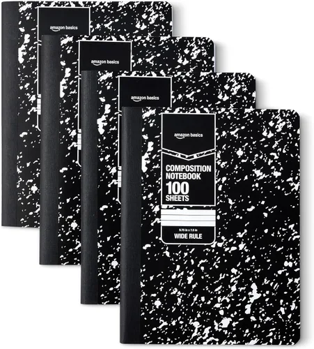 Vista 13 de Amazon Basics Cuaderno de composición, rayas universitarias, 100 hojas, 9.75 x 7.5 pulgadas, 1 paquete, mármol negro
