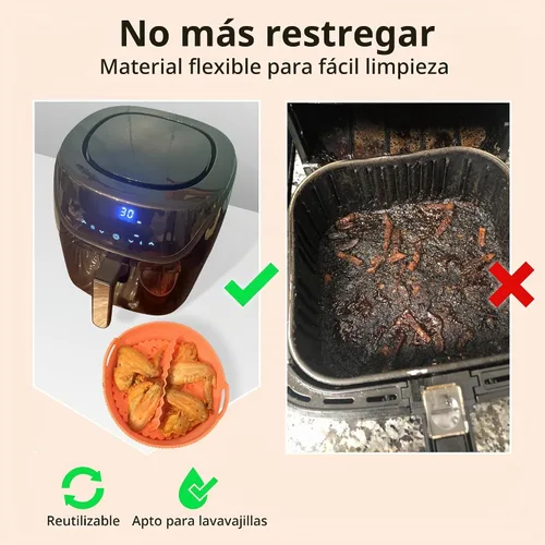Vista 5 de ARIALASQUALITY Juego de accesorios para freidora de aire con divisor de 8 piezas, forros antiadherentes reutilizables, juego de cocina
