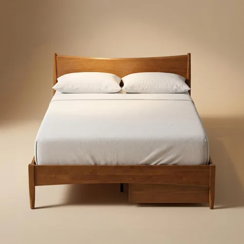 Vista 17 de mopio Ted - Marco de cama con cabecero, marco de cama de plataforma de madera maciza de acacia moderna de mediados de siglo, listones de madera, sin