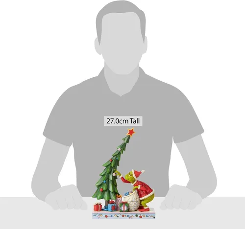 Vista 4 de Enesco Dr. Seuss Grinch por Jim Shore - Figura decorativa para el árbol de Navidad, figuras decorativas coleccionables de resina de piedra hecha a
