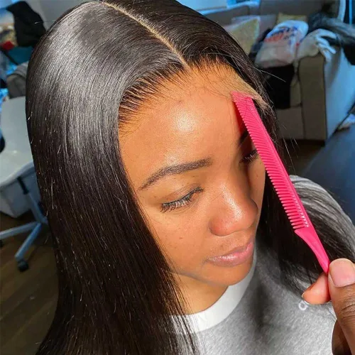 Vista 4 de Cierre frontal de encaje HD de 13 x 4 pulgadas, cabello humano lacio con encaje frontal de 10 pulgadas, cabello virgen brasileño 100% sin procesar