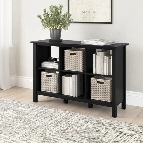Vista 2 de Bush Home Broadview - Estante organizador de 6 cubos en negro clásico, estantería de almacenamiento de cubos pequeños para oficina en casa
