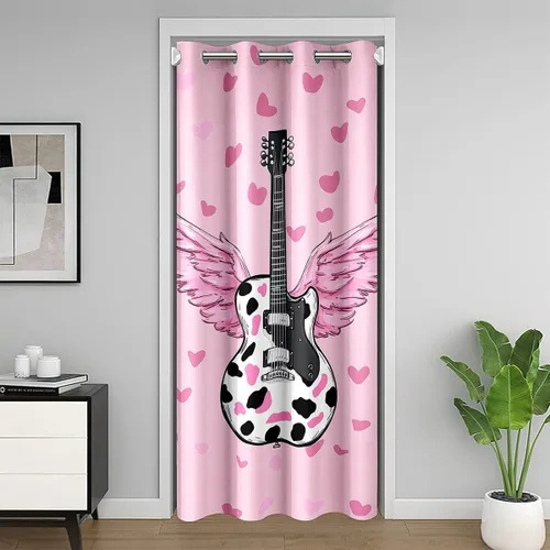 Vista 22 de Castle Fairy Cowboy Boots Door Curtain for Doorways Privacy Bohemia Musical Guitar Doorway Curtain Western Rustic Cowgirl All Season Blackout