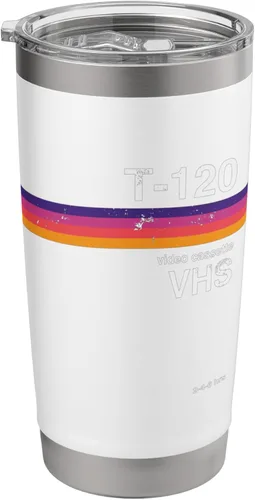 Vista 8 de Retro VHS Tape Graphics Disfraz de nostalgia de los años 80 y 90 vaso aislado de acero inoxidable