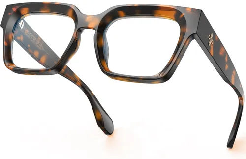 Vista 13 de VISOONE Fashion Computer Glasses with Wire Core Temples Colorado Clear Lens Lightweight TR90 UV400 Square Thick Frame Blue Light Blocking Glasses