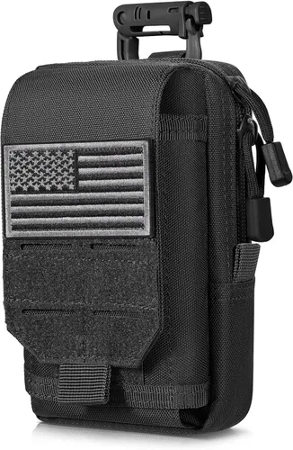 Vista 10 de SOWHUP Bolsa Táctica Molle Pequeña con Funda para Celular, Organizador de Gadgets EDC para Cintura
