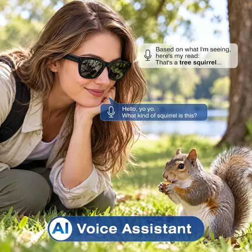 Vista 8 de Gafas inteligentes AI con cámara, video EIS 4K, traducción en Negro