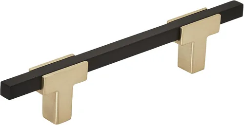 Vista 16 de Amerock Mango de gabinete Oro cepillado/cromo negro 3-3/4 pulgadas (3.780 in) de centro a centro Urbanita paquete de 1 unidad Jaladera