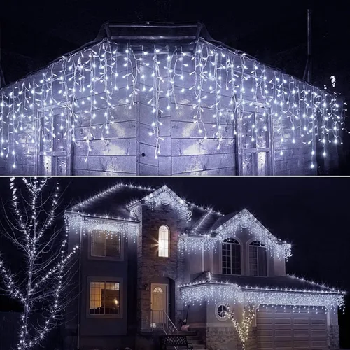 Vista 2 de Serie de 304 luces LED impermeables para exteriores para Navidad, bodas y decoración de fiestas - 8 modos, blanco frío