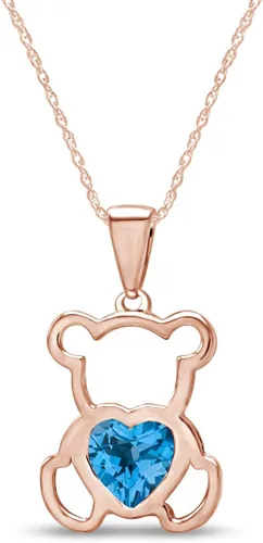 Vista 8 de Collar con colgante de oso de peluche con piedra natal para mujer Simulated Alexandrite