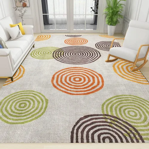 Vista 19 de Alfombra de entrada colorida arcoíris de 2 x 3 pies para baño, alfombra bohemia de mediados de siglo, abstracta de pelo bajo, tapete pequeño