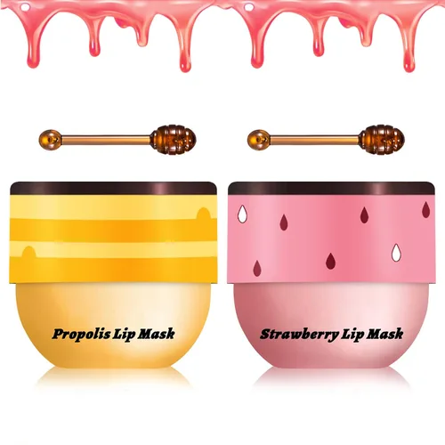 Vista 9 de 3 piezas de bálsamo labial de abeja, pote de miel, miel fresa manzana, mascarilla labial para dormir, bálsamo labial de abeja hidratante sedoso