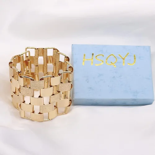 Vista 7 de HSQYJ Pulsera bohemia con eslabones geométricos, a la moda, elegante, brillante, explosión de arena, pulseras anchas para mujer, accesorios