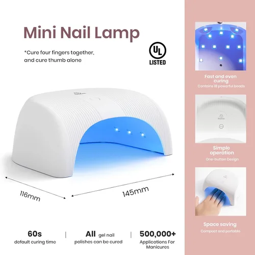 Vista 5 de Kit de Esmalte de Uñas en Gel Beetles con Luz UV, Gel Base y Capa Superior, Kit de Inicio de Esmalte de Uñas en 6 Colores Nude Neutros, Conjunto LED