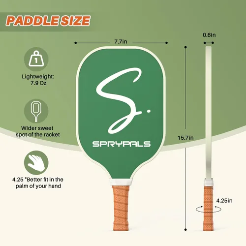 Vista 6 de Juego de palas de pickleball de 2/4, palas de pickleball aprobadas por USAPA con cara de fibra de vidrio, raquetas de pickleball ligeras con pelotas