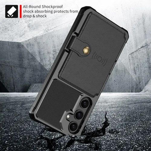 Vista 100 de Funda para Samsung Galaxy S21 Ultra con tarjetero, compatible con soporte magnético para automóvil, resistente a los golpes, resistente, suave, TPU