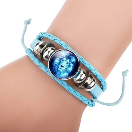Vista 5 de Pulsera ajustable de cuero trenzado de león, pulseras de abalorios, gran regalo para mujer